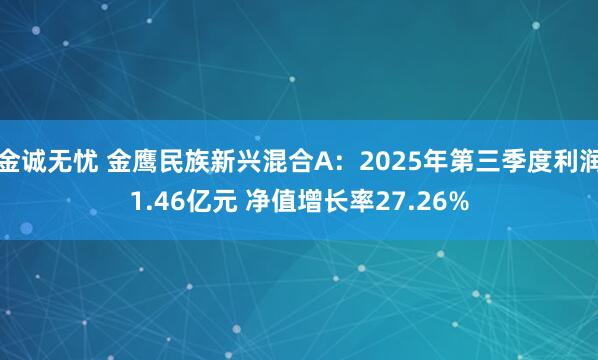 金诚无忧 金鹰民族新兴混合A：2025年第三季度利润1.46亿元 净值增长率27.26%